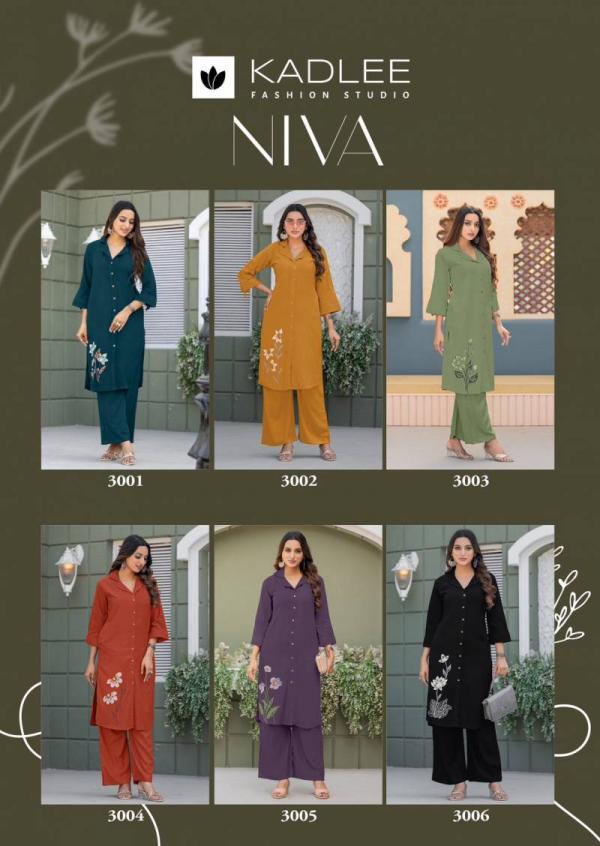 Kadlee Niva Rayon Print With Handwork Co Ord Set Collection