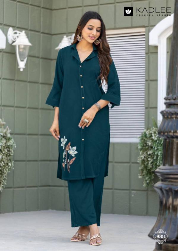 Kadlee Niva Rayon Print With Handwork Co Ord Set Collection