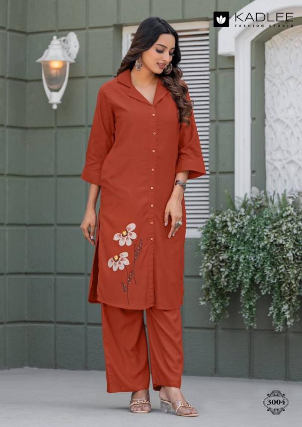 Kadlee Niva Rayon Print With Handwork Co Ord Set Collection