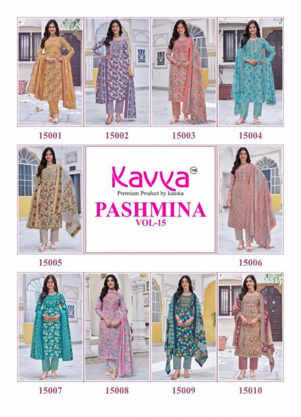 Kavya Pashmina Vol 15 Kurti Pant With Dupatta Collection