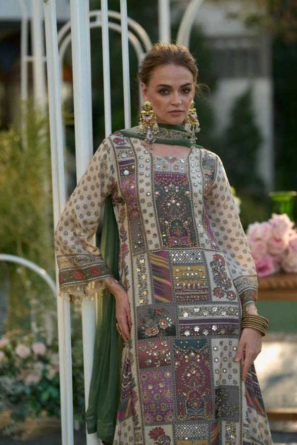 Tanyaa P 360 Natural Crepe With Mirror Work Readymade Suit