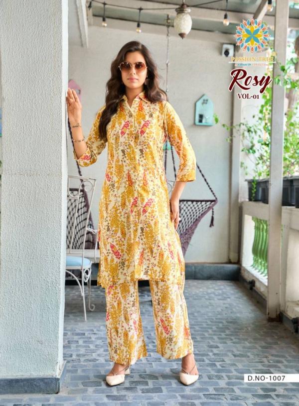 Rosy Vol 1 By Passion Tree Rayon With Discharge Printed Co Ord Set