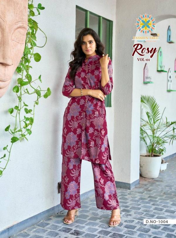 Rosy Vol 1 By Passion Tree Rayon With Discharge Printed Co Ord Set
