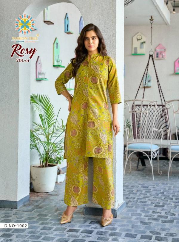 Rosy Vol 1 By Passion Tree Rayon With Discharge Printed Co Ord Set