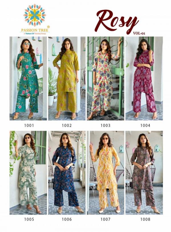 Rosy Vol 1 By Passion Tree Rayon With Discharge Printed Co Ord Set