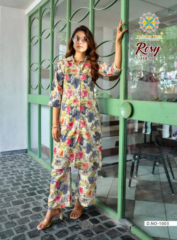 Rosy Vol 1 By Passion Tree Rayon With Discharge Printed Co Ord Set