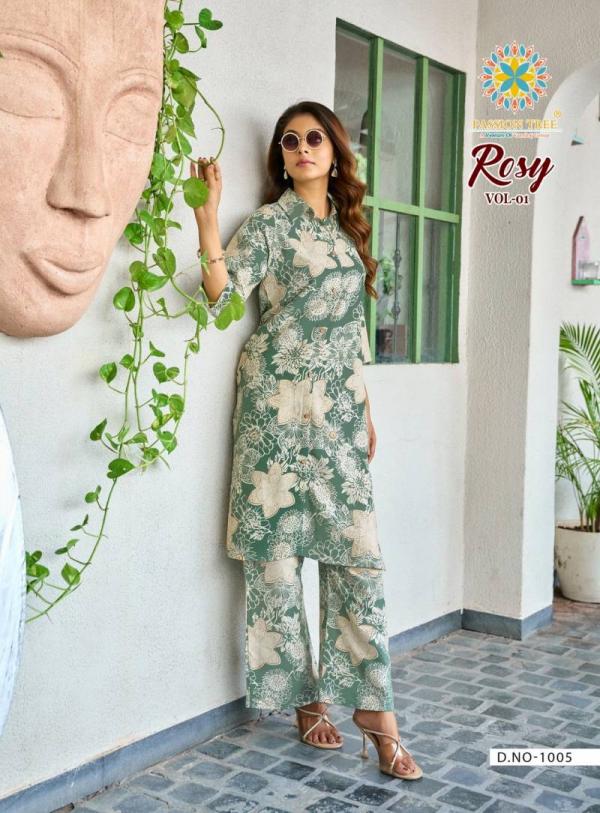 Rosy Vol 1 By Passion Tree Rayon With Discharge Printed Co Ord Set