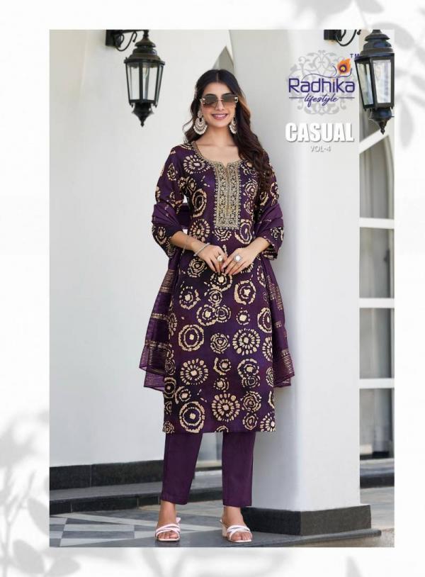 Radhika Casual Vol 4 Rayon Kurti Pant With Dupatta Collection
