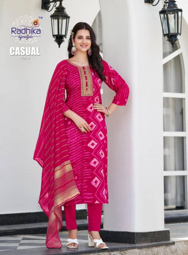 Radhika Casual Vol 4 Rayon Kurti Pant With Dupatta Collection