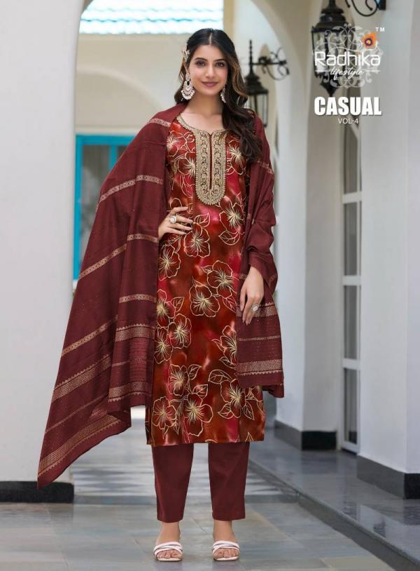 Radhika Casual Vol 4 Rayon Kurti Pant With Dupatta Collection