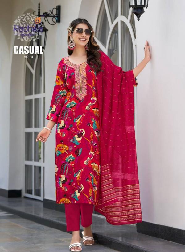 Radhika Casual Vol 4 Rayon Kurti Pant With Dupatta Collection