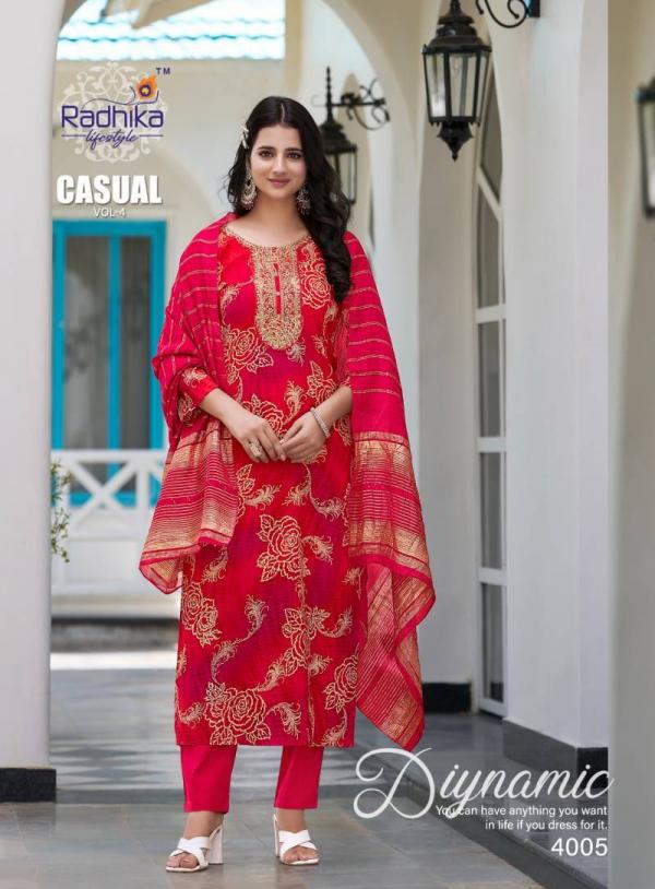 Radhika Casual Vol 4 Rayon Kurti Pant With Dupatta Collection