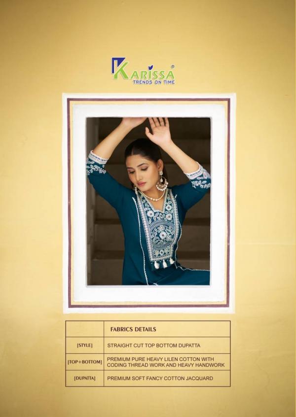 Karissa Vaani Linen Cotton Thread Work Kurti Bottom With Dupatta