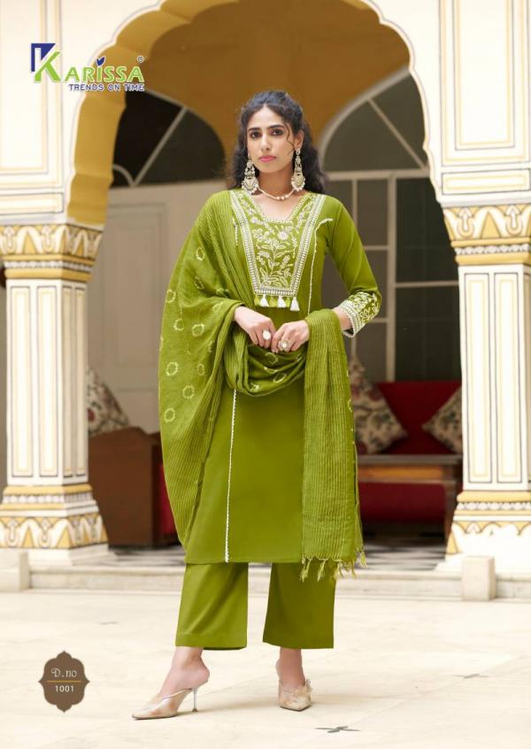 Karissa Vaani Linen Cotton Thread Work Kurti Bottom With Dupatta