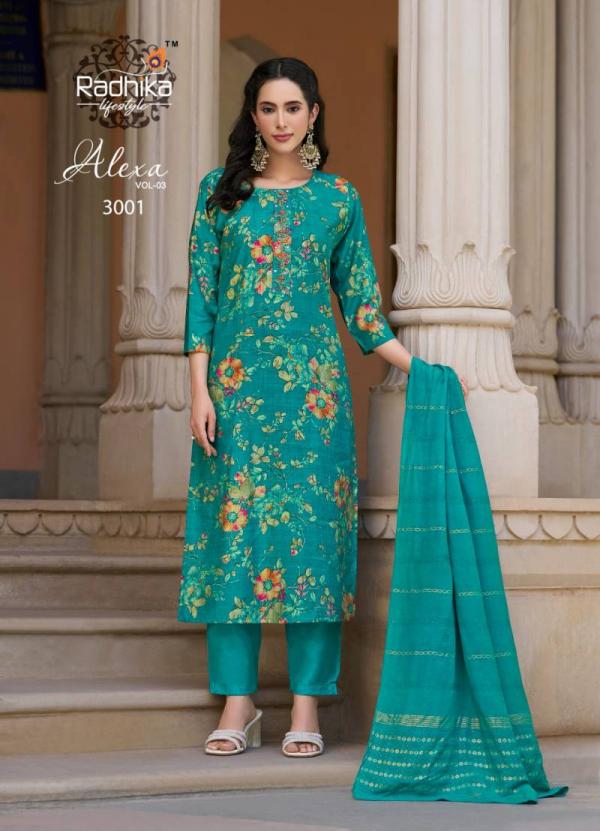 Radhika Alexa Vol 3 Vatican Silk Foil Printed Readymade Collection