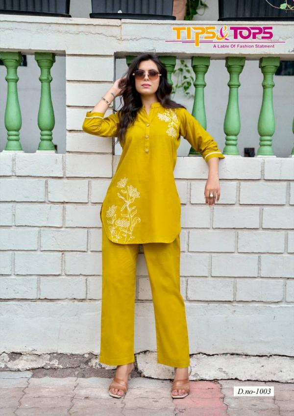 Tips And Tops Fabulous Cotton Embroidery Work Co Ord Set