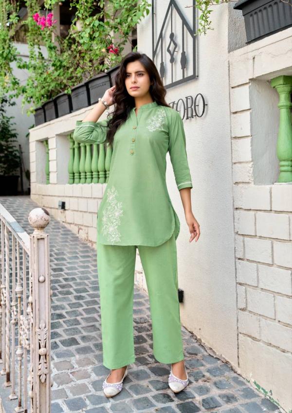 Tips And Tops Fabulous Cotton Embroidery Work Co Ord Set