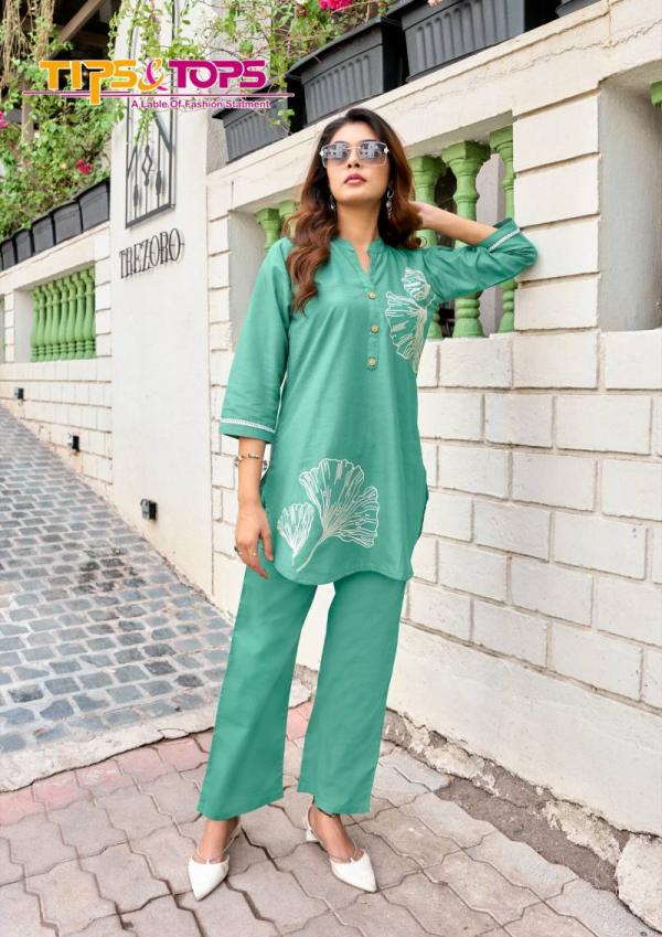 Tips And Tops Fabulous Cotton Embroidery Work Co Ord Set