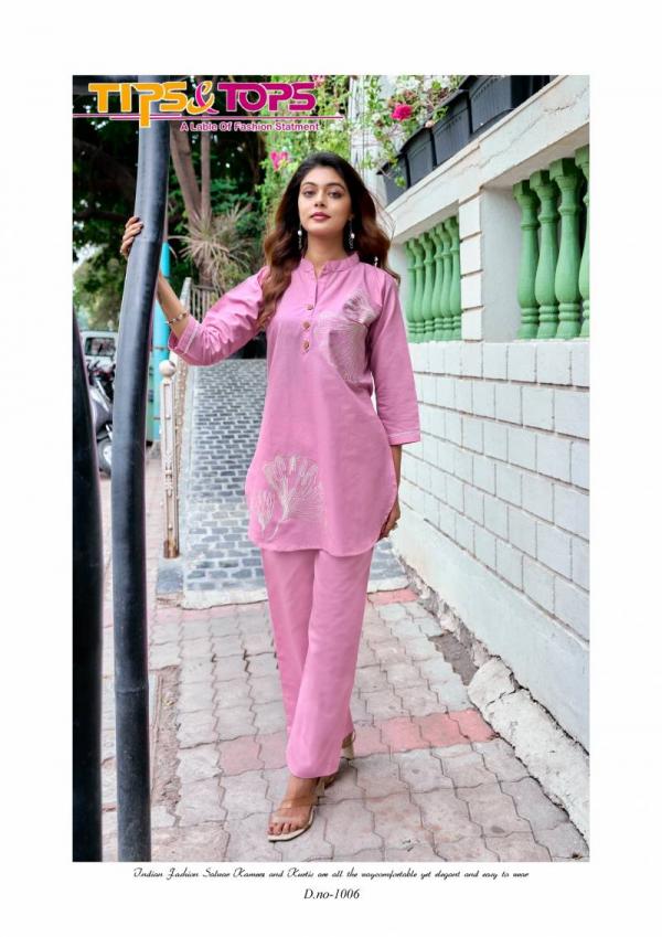 Tips And Tops Fabulous Cotton Embroidery Work Co Ord Set