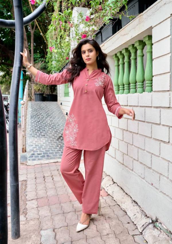 Tips And Tops Fabulous Cotton Embroidery Work Co Ord Set