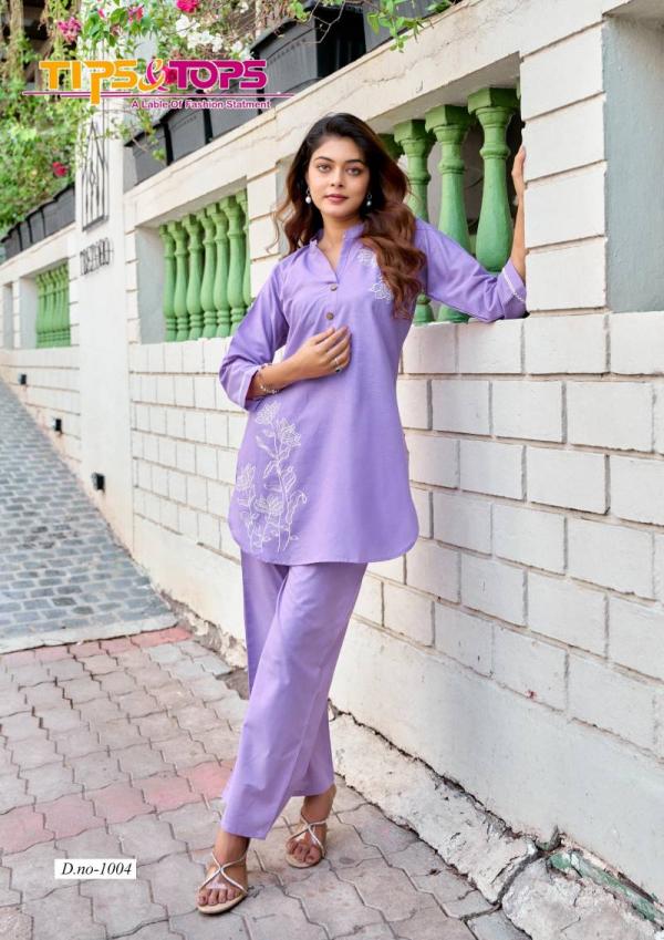 Tips And Tops Fabulous Cotton Embroidery Work Co Ord Set
