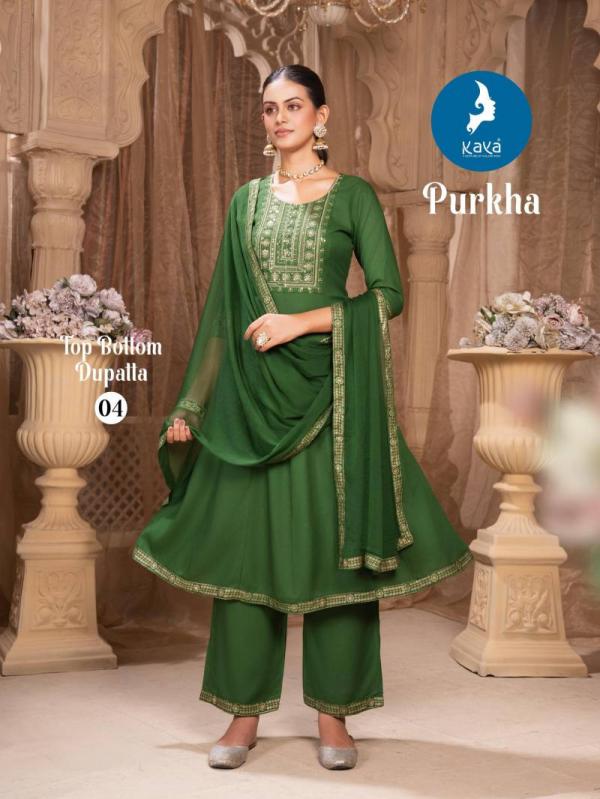 Kaya Purkha Rayon Kurti Pant With Dupatta Collection