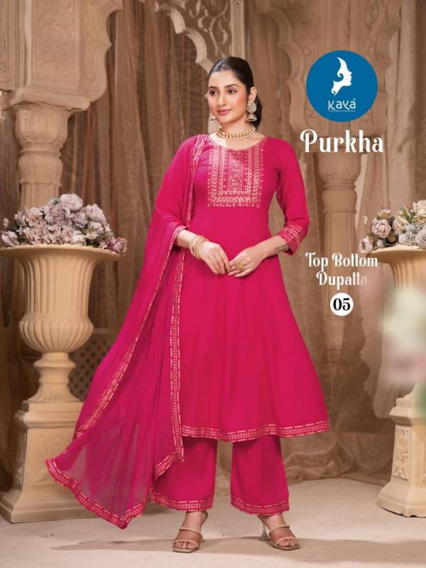 Kaya Purkha Rayon Kurti Pant With Dupatta Collection