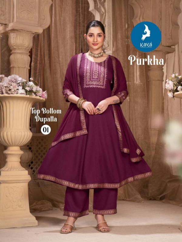 Kaya Purkha Rayon Kurti Pant With Dupatta Collection