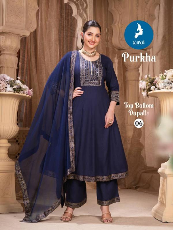 Kaya Purkha Rayon Kurti Pant With Dupatta Collection