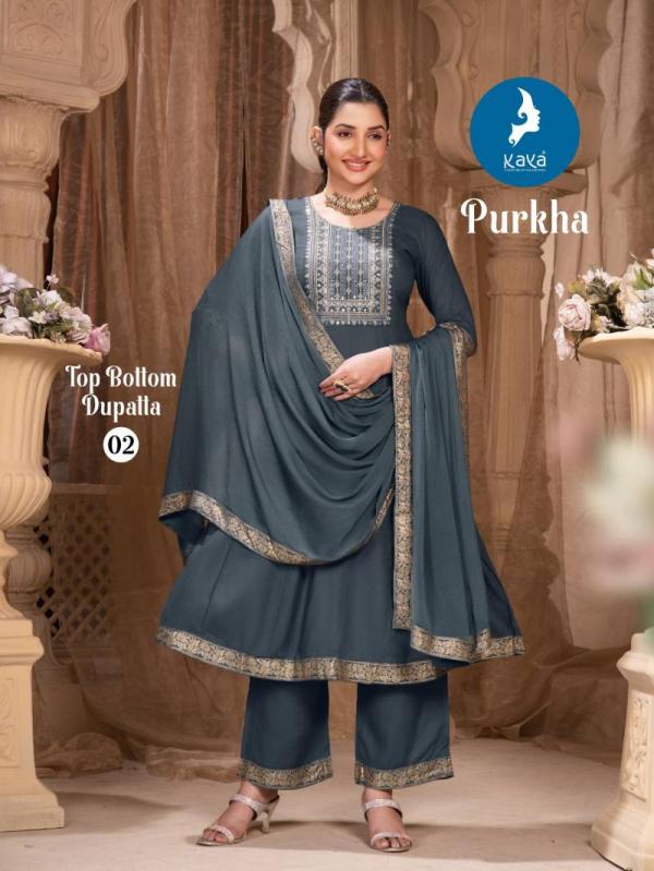 Kaya Purkha Rayon Kurti Pant With Dupatta Collection