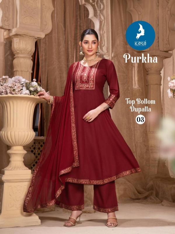 Kaya Purkha Rayon Kurti Pant With Dupatta Collection