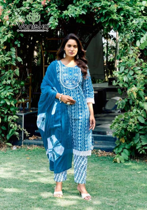 Vaniska Cotton Culture Vol 1 Cotton Batik Printed Kurti Bottom With Dupatta