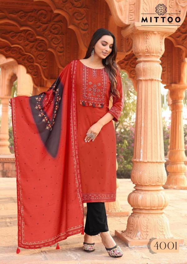 Mittoo Color Drop Rayon Kurti Bottom With Dupatta Collection