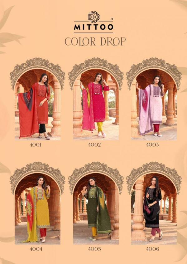 Mittoo Color Drop Rayon Kurti Bottom With Dupatta Collection
