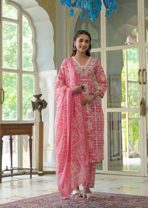 Tanyaa P 376 Cotton Neck Work Kurti Bottom With Dupatta