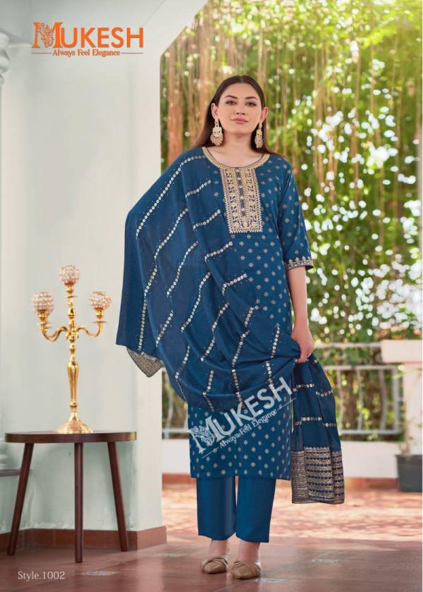 Mukesh Muskaan Rayon Embroidered Top Bottom With Dupatta