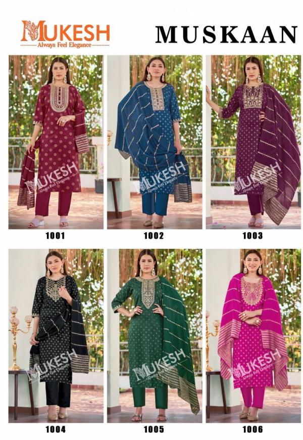 Mukesh Muskaan Rayon Embroidered Top Bottom With Dupatta