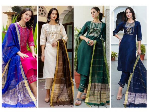 Veer 01 Beautiful Cotton Kurti Bottom With Dupatta Collection