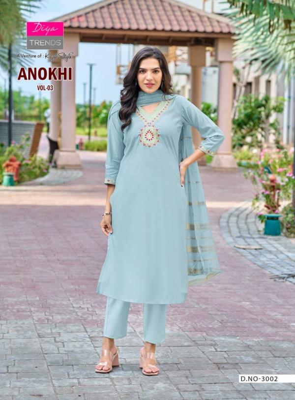 Anokhi Vol 3 By Diya Trends Roman Silk Kurti Bottom With Dupatta