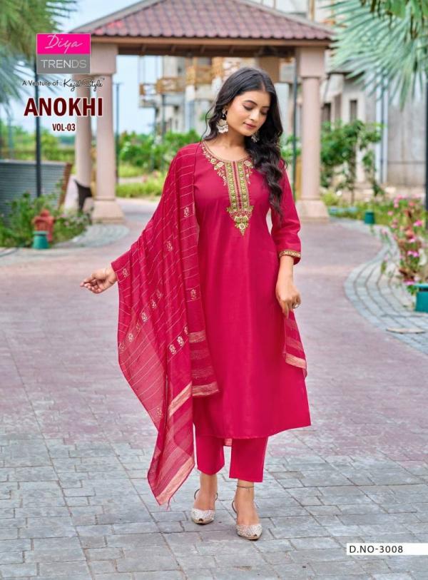 Anokhi Vol 3 By Diya Trends Roman Silk Kurti Bottom With Dupatta