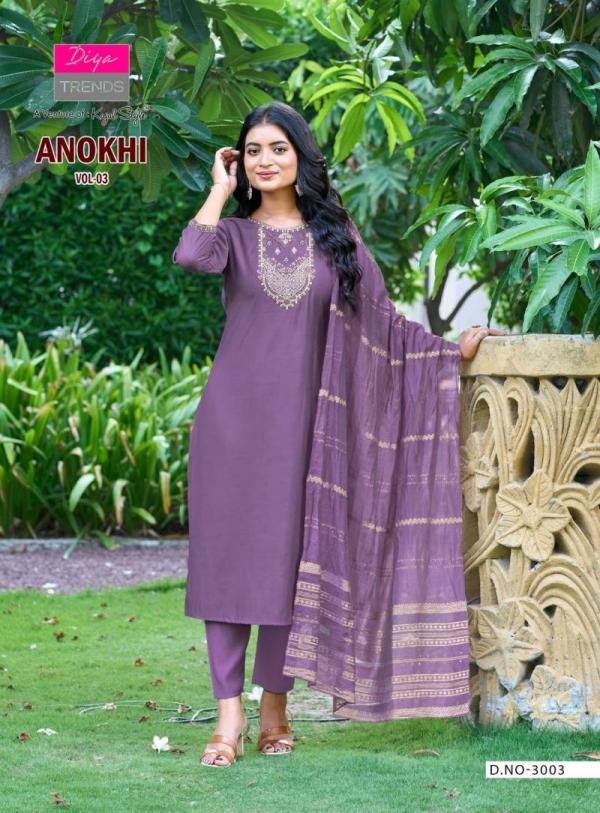 Anokhi Vol 3 By Diya Trends Roman Silk Kurti Bottom With Dupatta
