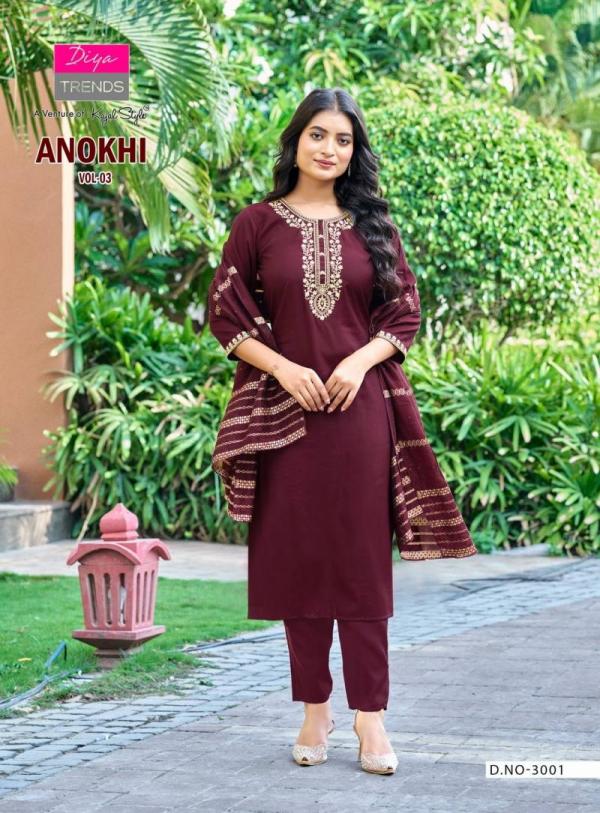 Anokhi Vol 3 By Diya Trends Roman Silk Kurti Bottom With Dupatta