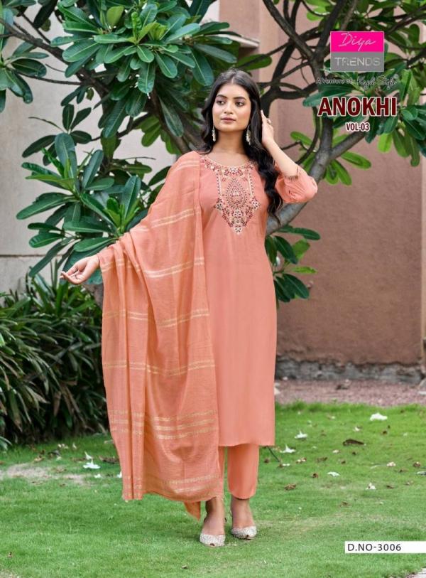 Anokhi Vol 3 By Diya Trends Roman Silk Kurti Bottom With Dupatta