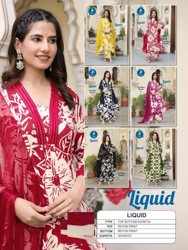 Kaya Liquid Rayon Printed Kurti Pant With Dupatta Collection