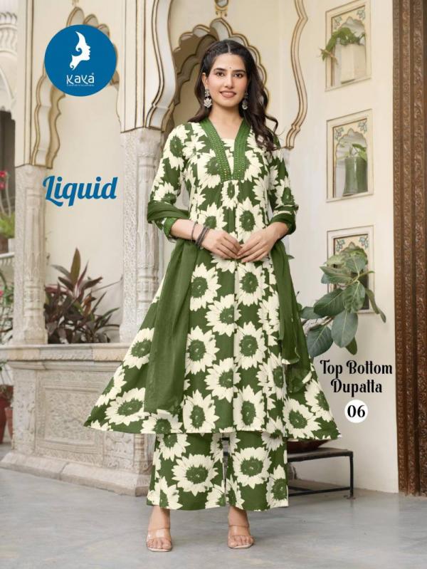 Kaya Liquid Rayon Printed Kurti Pant With Dupatta Collection