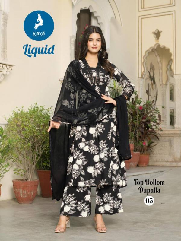 Kaya Liquid Rayon Printed Kurti Pant With Dupatta Collection
