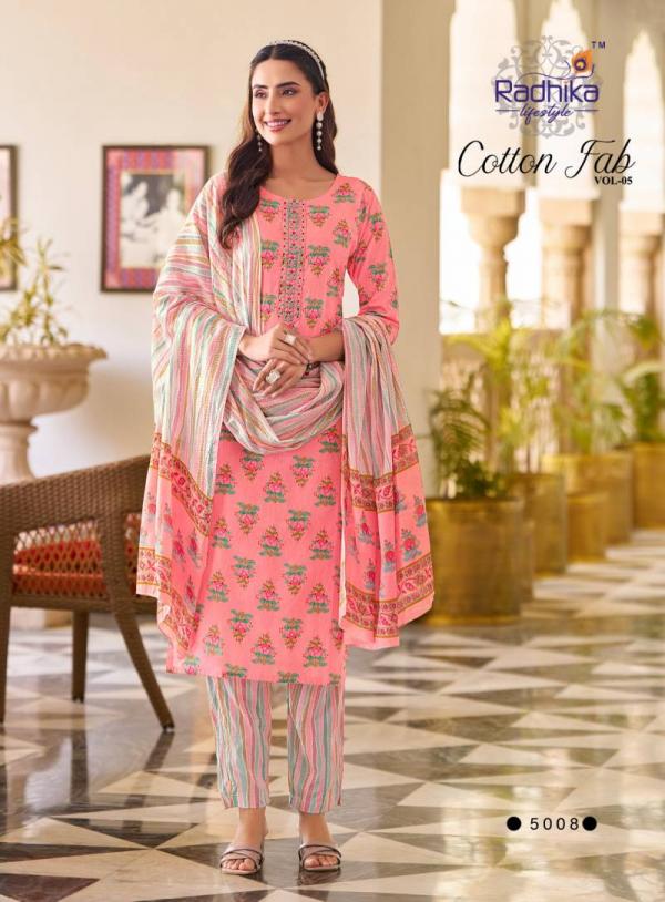 Radhika Cotton Fab Vol 5 Cotton Printed Kurti Bottom With Dupatta