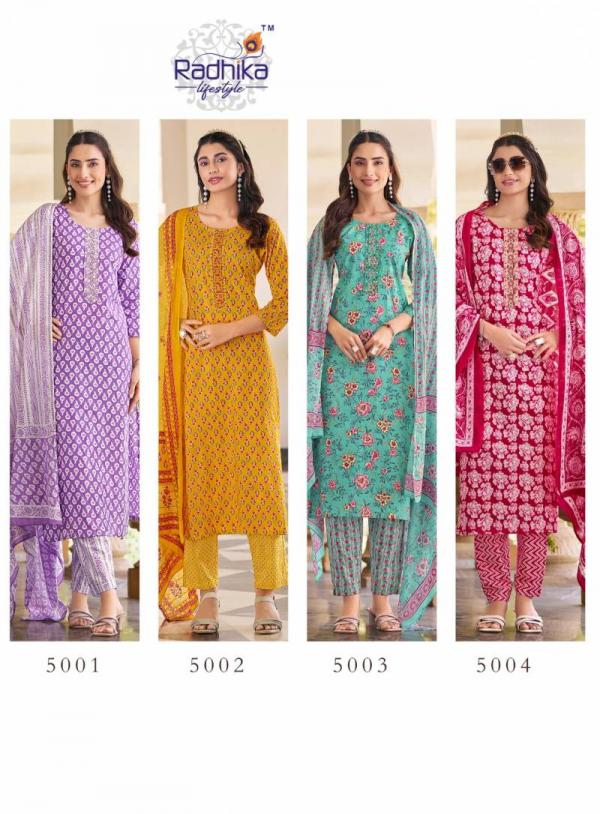 Radhika Cotton Fab Vol 5 Cotton Printed Kurti Bottom With Dupatta