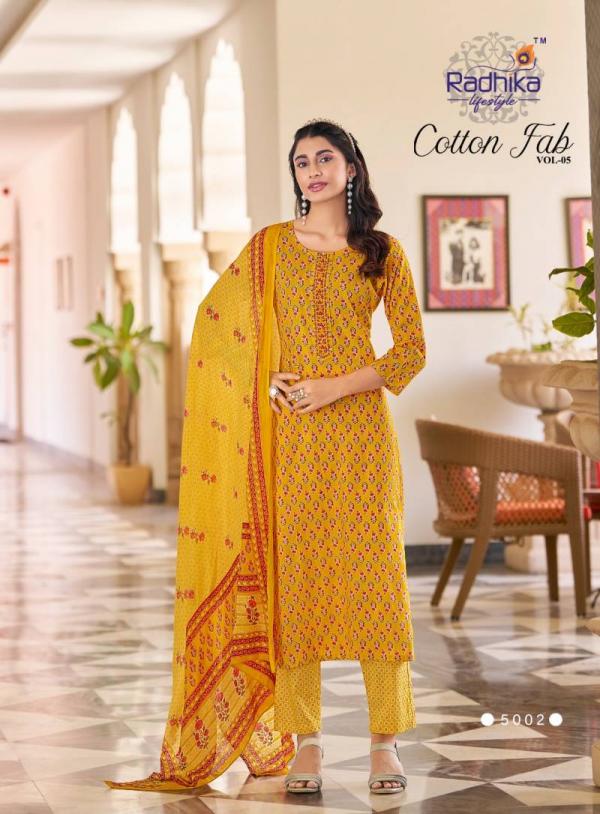 Radhika Cotton Fab Vol 5 Cotton Printed Kurti Bottom With Dupatta
