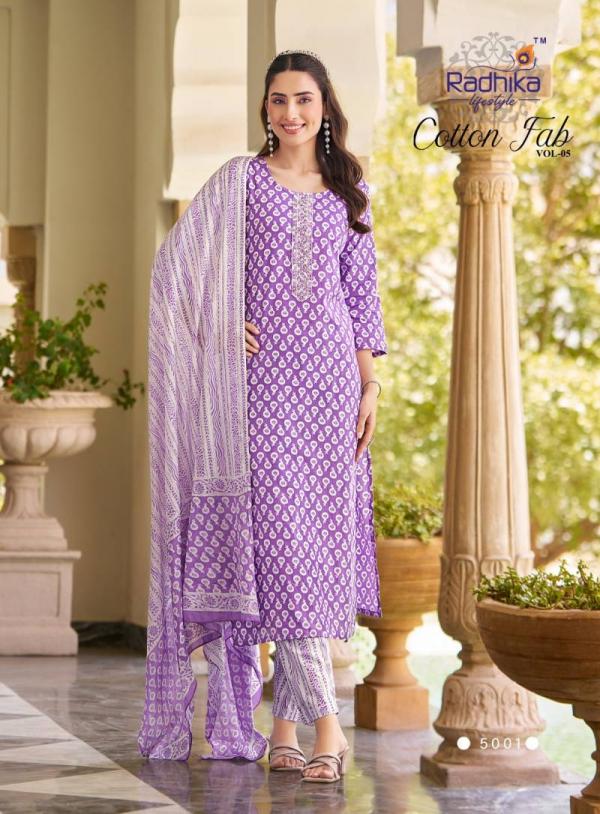 Radhika Cotton Fab Vol 5 Cotton Printed Kurti Bottom With Dupatta